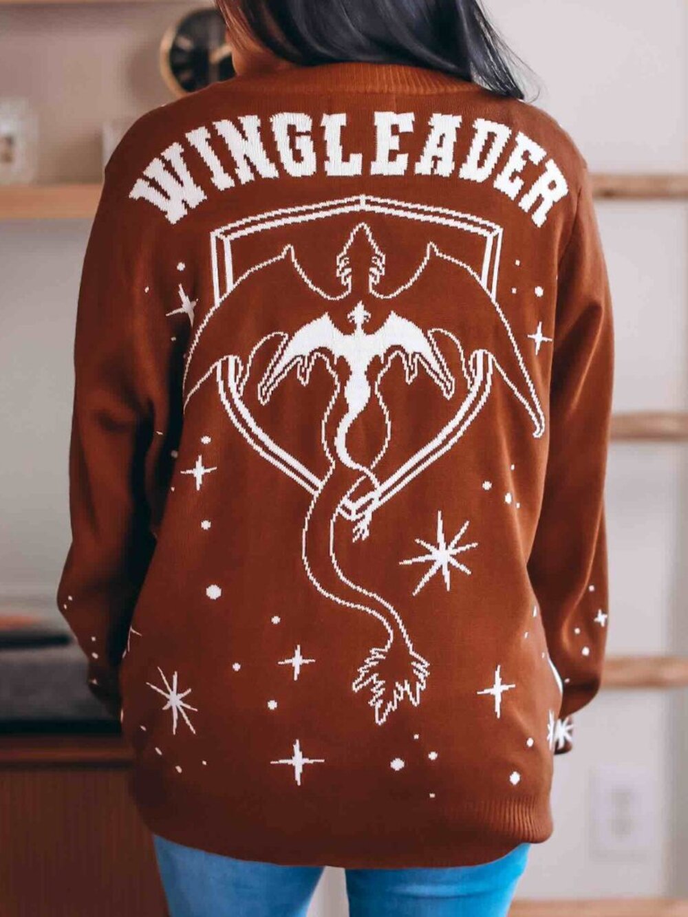 NWOT! The Bookish Box Brown/Off White Fourth Wing 'Wingleader' LonglineCardigan